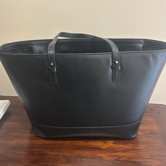 Kate Spade New York Zippered Tote Bag Leather Handbag Purse in Pebbled Black - Picture 5 of 10